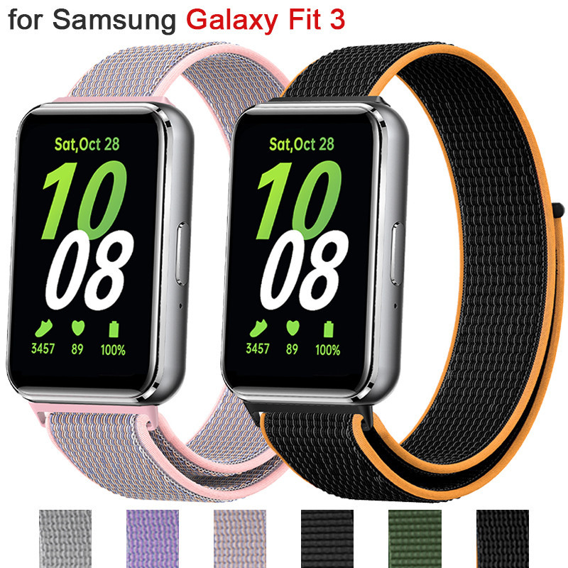 SAMSUNG 尼龍環帶兼容三星 Galaxy Fit 3 可調節彈性手鍊錶帶,適用於三星 Galaxy Fit3 錶帶