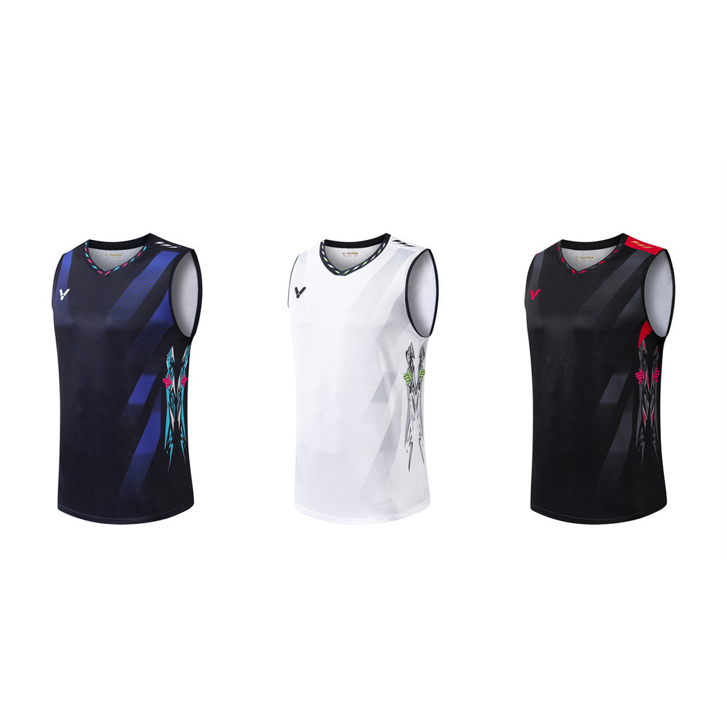 2024新款維克多羽毛球運動無袖襯衫比賽訓練透氣速乾背心837