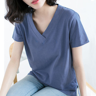 大尺碼150公斤T恤女|加肥加大碼上衣|夏季新款短袖T恤|韓版百搭V領上衣|寬鬆顯瘦上衣|簡約純色上衣|百搭打底衫
