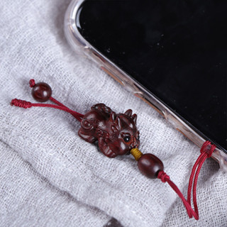 中國風小葉紫檀木雕麒麟手機鏈吊飾鑰匙扣手工吊墜包掛飾創意禮品