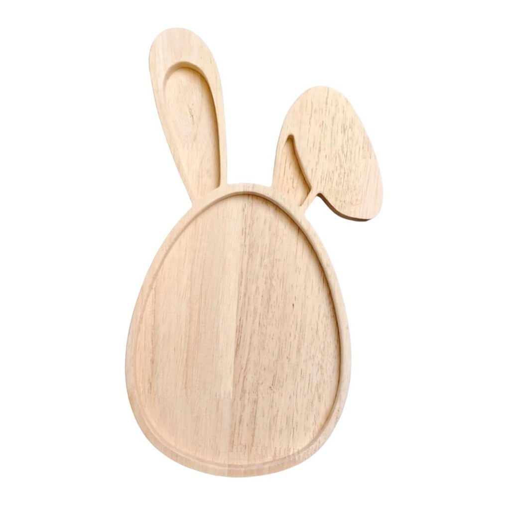 [SzxfliebfTW] 兔子形狀砧板、木製復活節兔子服務托盤、糖果碗、沙拉、春天假期的兔子形狀盤子