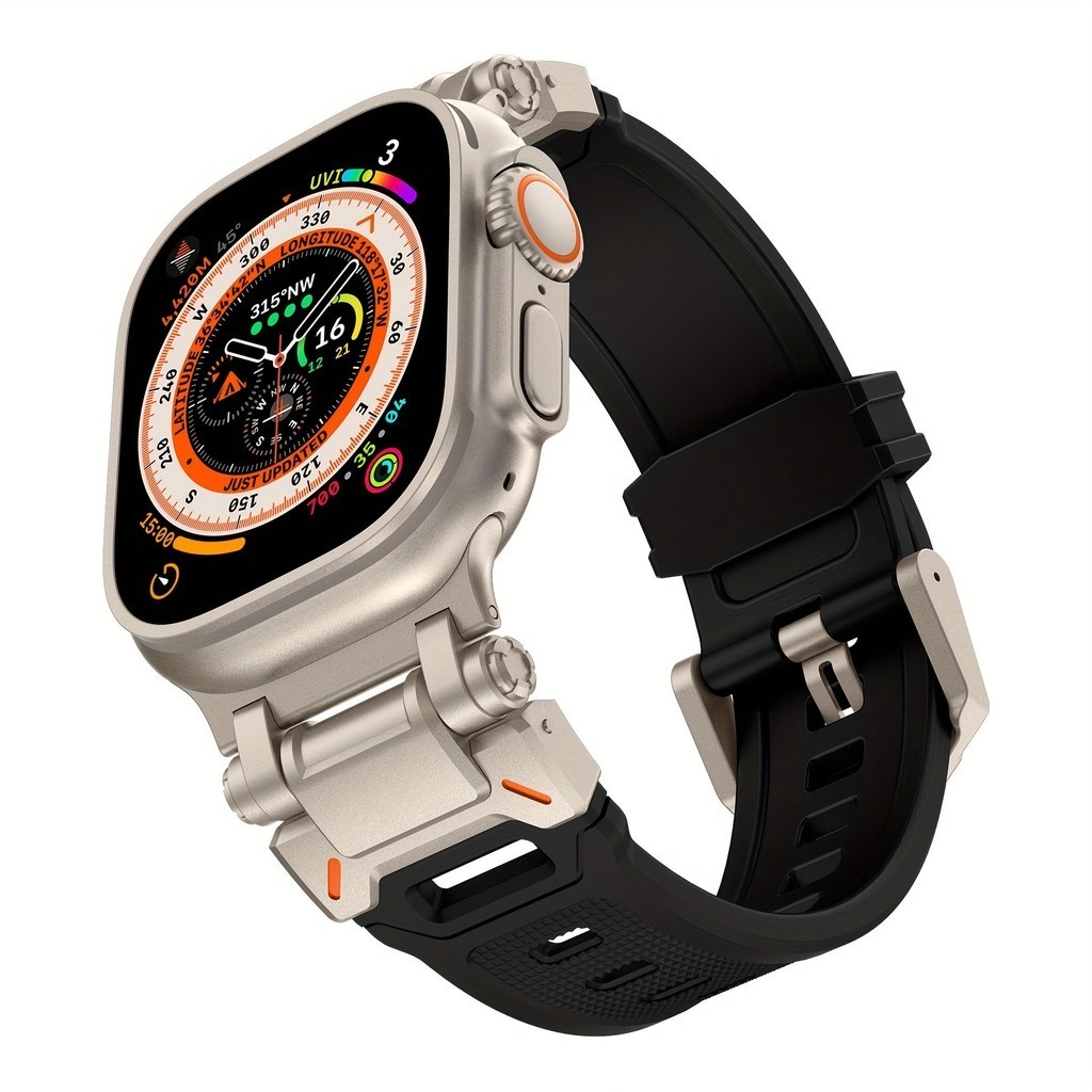 機甲風錶帶適用於 Apple Watch,男錶帶適用於 iwatch Ultra1/2 (49mm), S9/8/7 (
