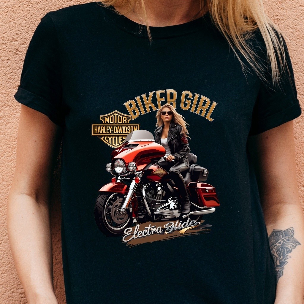 HARLEY DAVIDSON 2024 年時尚機車女孩 T 恤送給女孩的禮物,哈雷戴維森 Electra Glide