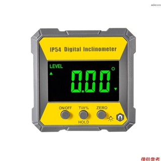 4 x 90 度數字 LCD 量角器傾角儀磁性 0.2° 用於木工機械汽車維修的精度角查找器水平儀 IP54 電氣調平儀