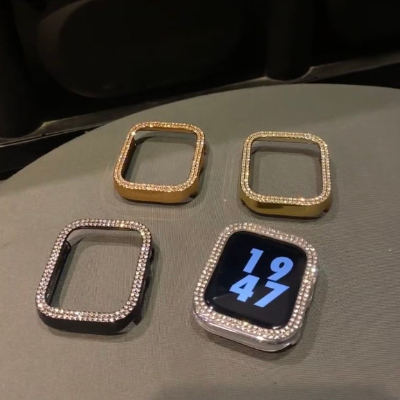 超质感 apple watch S9 S8代 iwatch錶殼 閃鑽單排鑽保護殼 蘋果手錶殼 防摔半包錶殼 女款保護套