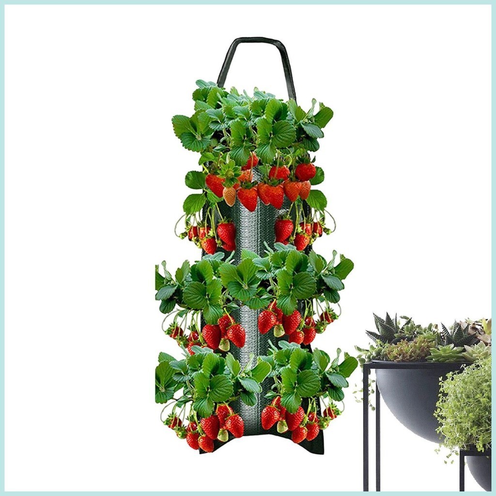 倒掛花盆垂直懸掛花園袋草莓種植容器可折疊耐用種植袋種植哥特哥特