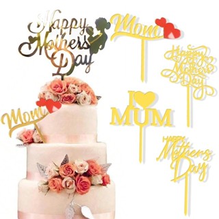 5 件裝母親節蛋糕裝飾,亞克力母親節快樂紙杯蛋糕裝飾,適合生日母親節蛋糕派對裝飾用品