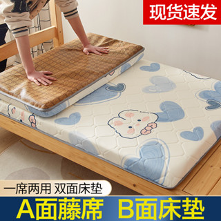雙面涼蓆子床墊 冬夏兩用摺疊海綿墊 宿舍家用單人/雙人上下鋪軟墊 地鋪睡墊