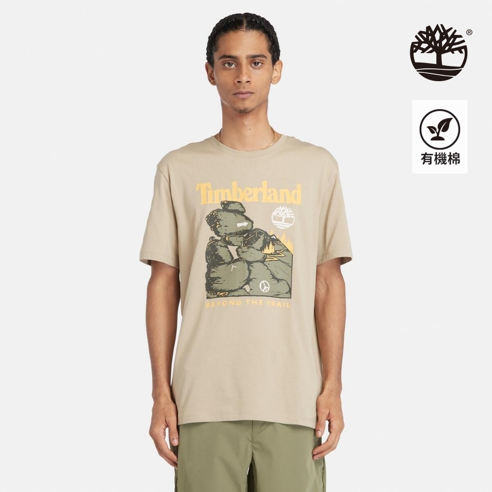 Timberland 男款米色正面插畫短袖T恤|A64C7DH4