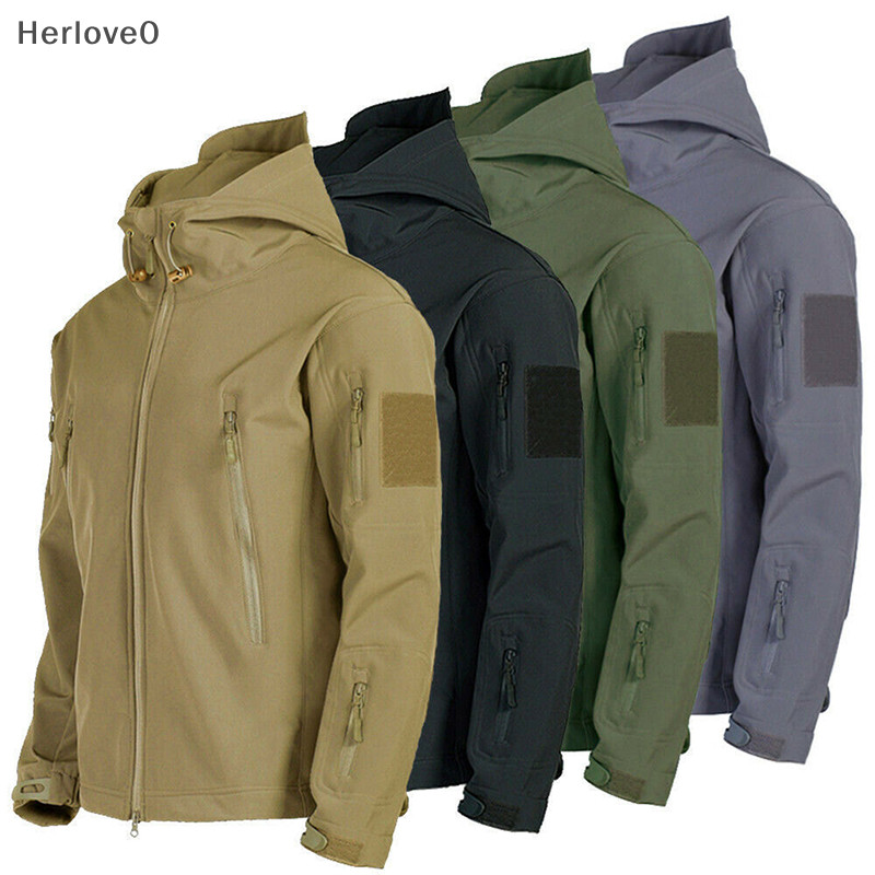 Herlove 防水冬季男士戶外夾克戰術外套軟殼軍用夾克
 兩次