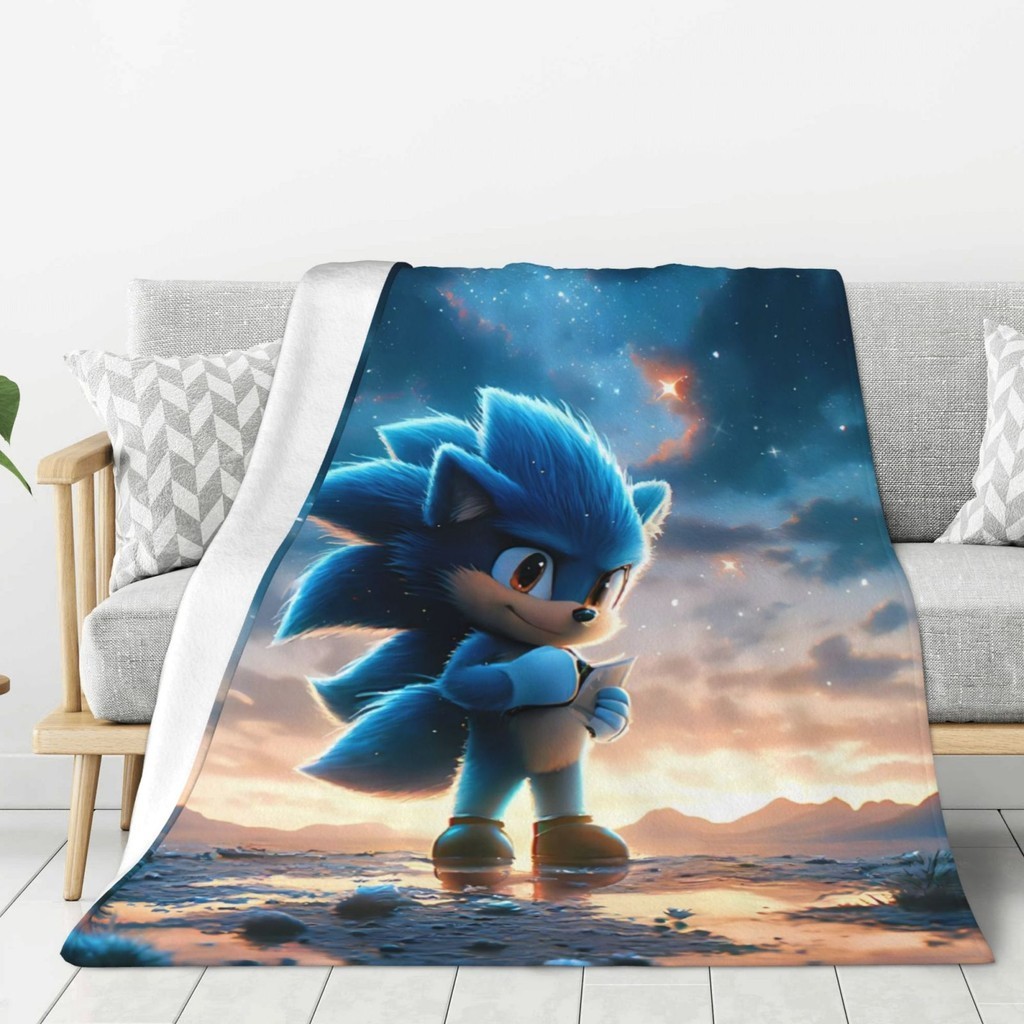 刺猬索尼克Sonic 超柔軟法蘭絨毯子,毛毯,可水洗,適合沙發床辦公室