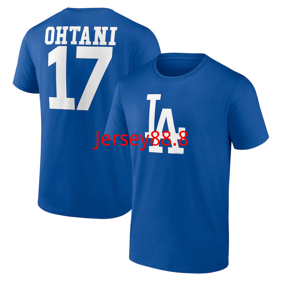 男士24新賽季洛杉磯道奇#17大谷翔平T恤 美式棒球聯盟休閒運動速乾短袖T恤