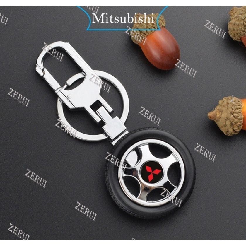 MITSUBISHI Zr 適用於三菱汽車標誌鑰匙扣輪胎車輪鑰匙圈汽車造型金屬鑰匙圈