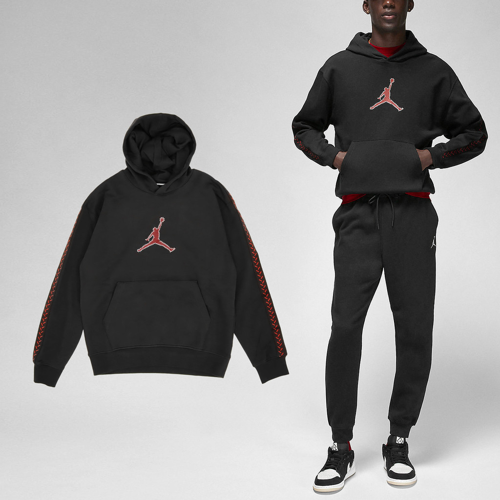 Nike 長袖 Jordan Flight 男款 黑 帽T 連帽上衣 刷毛 喬丹【ACS】 FN6353-010