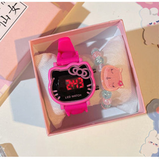 Hello Kitty 兒童手錶電子表手鍊 LED 小夜燈男孩女孩派對禮盒