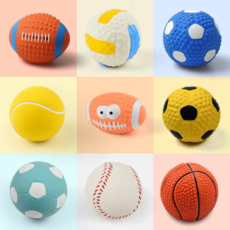 寵物乳膠玩具 乳膠橄欖球足球狗狗耐咬球形發聲玩具