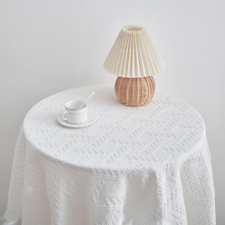 白色棉麻桌布 小圓桌長方形桌子裝飾布 擺攤布 茶几布