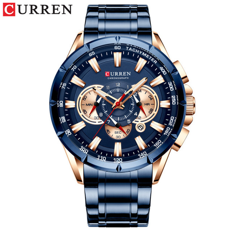 CURREN品牌 8363 多功能 鋼帶 石英 日曆 六針 夜光 高級男士手錶