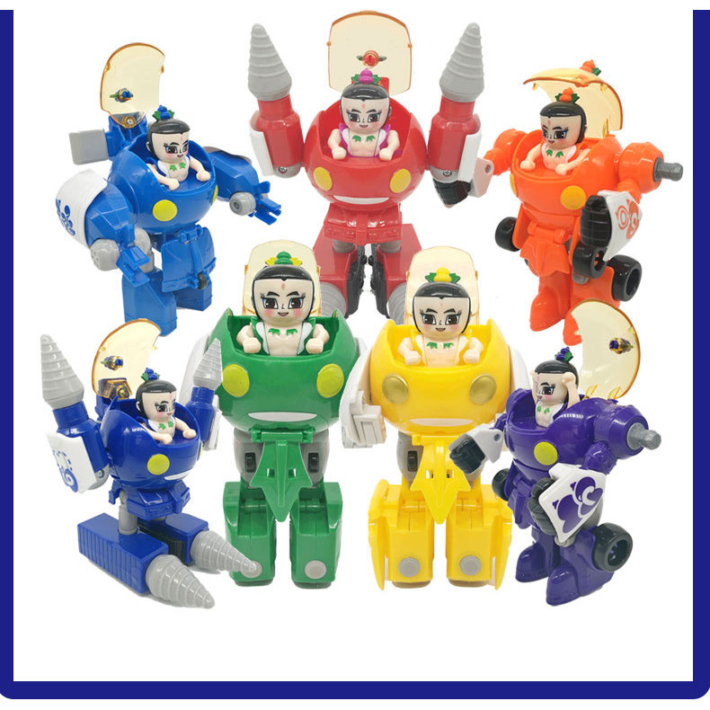 葫蘆娃玩具勁變葫蘆王葫蘆兄弟變形玩具機甲合體男孩兒童套裝正版 NFAOML