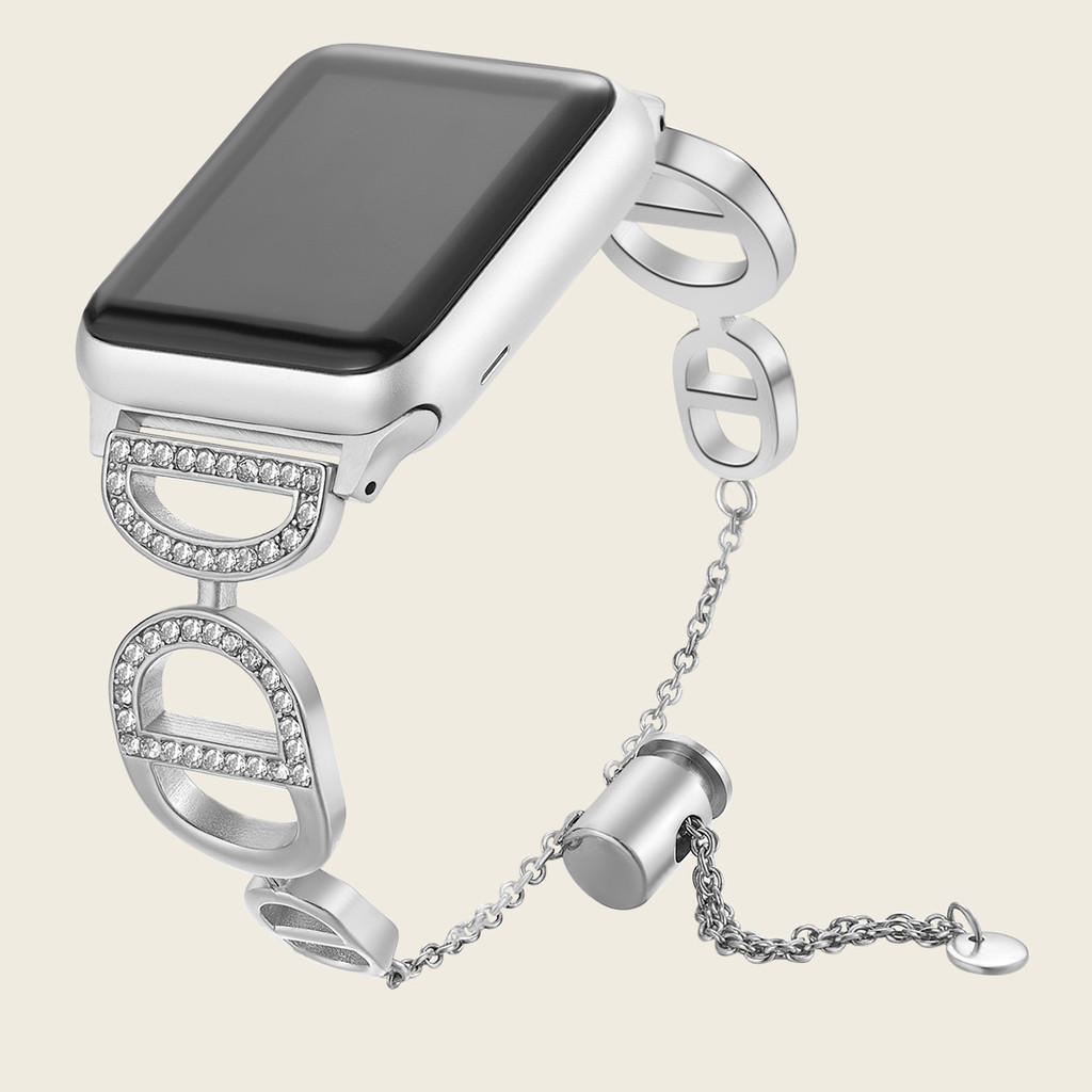 新款手鍊適用於Apple Watch蘋果錶帶 金屬智能錶帶 不鏽鋼鑲鑽錶帶1-9代