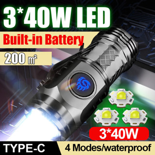 高品質 3*SST20 LED 手電筒 18350 超亮手電筒可充電 USB 燈防水帶帽夾,適合遠足露營