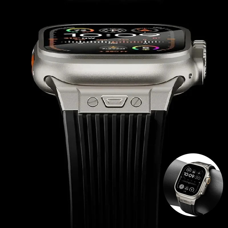 運動橡膠錶帶軟矽膠手鍊兼容 Apple Watch Ultra 2 49mm 45mm 44mm 42mm IWatch