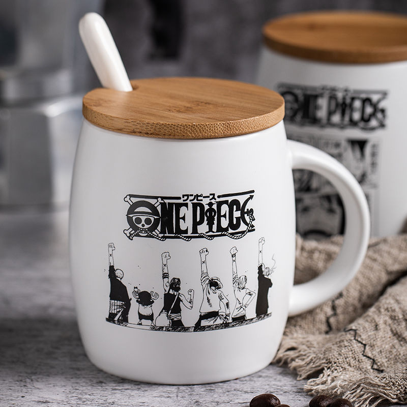 [特價]水杯 陶瓷網紅海賊王馬克杯帶蓋勺動漫創意咖啡杯可愛學生杯子