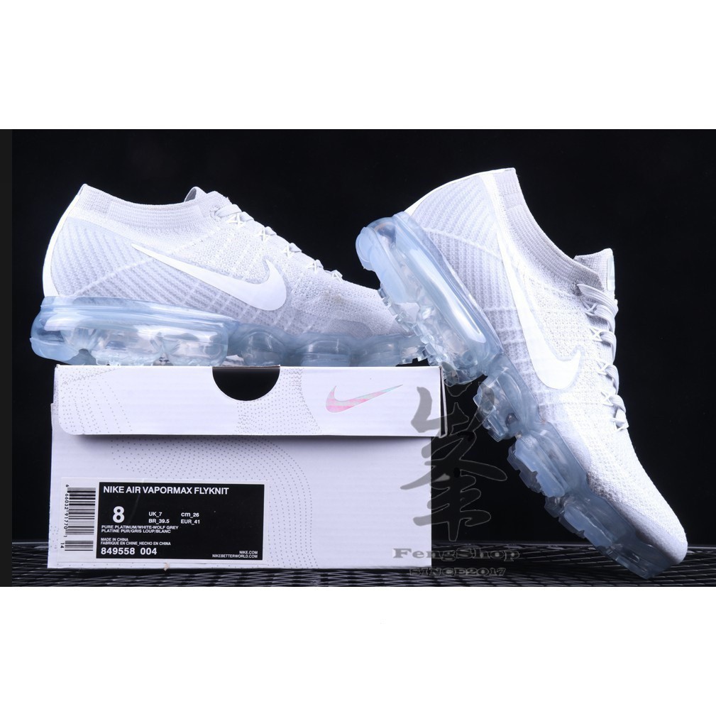 NK    Air VaporMax Flyknit 白色和灰色 849558-004 849557 男鞋