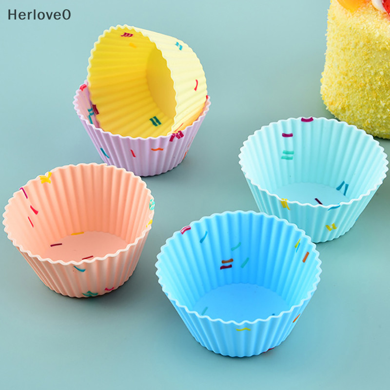 Herlove 5/9 件矽膠蛋糕模具多形鬆餅紙杯蛋糕烘焙模具廚房烹飪烤盤 DIY 蛋糕裝飾工具 TW