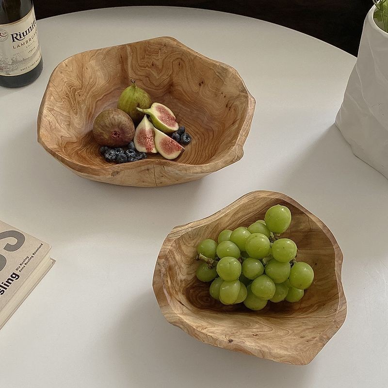 大容量木質零食盤 水果盆創意天然實木果盆 不規則復古客廳茶几果盤