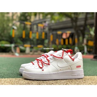 Supreme x Nike Air Force 1 AF1 空軍 白紅 綁帶 滑板鞋 CU9225-100