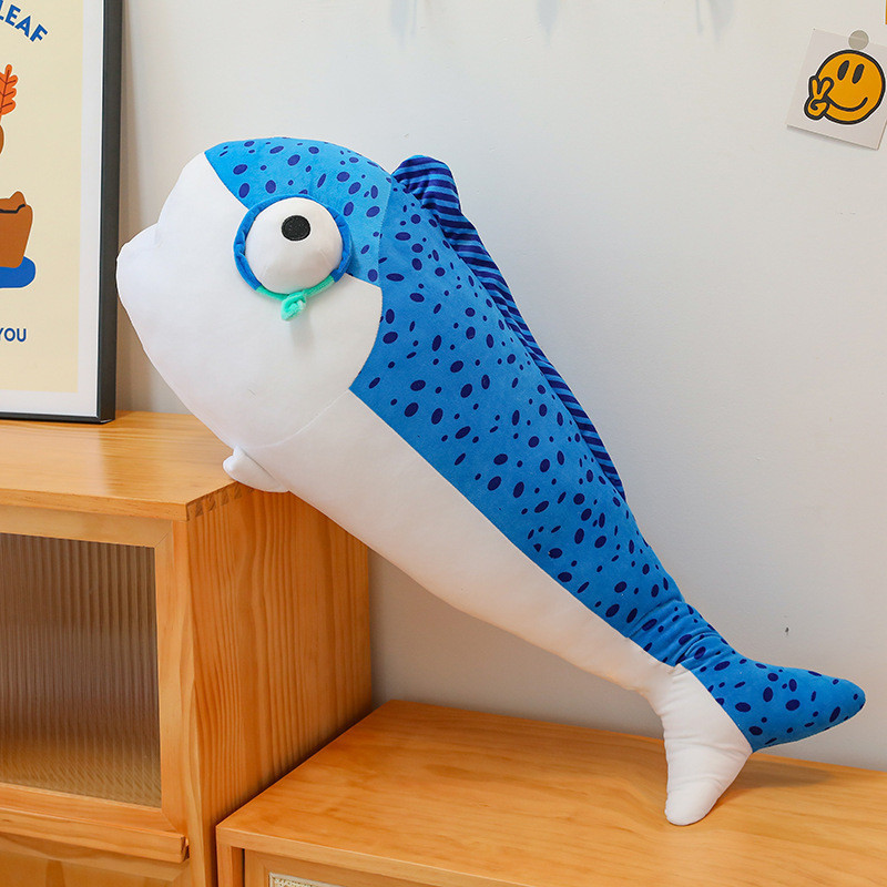 搞怪創意鹹魚棒抱枕睡覺夾腿長條毛絨玩具鯊魚玩偶趴睡枕娃娃
