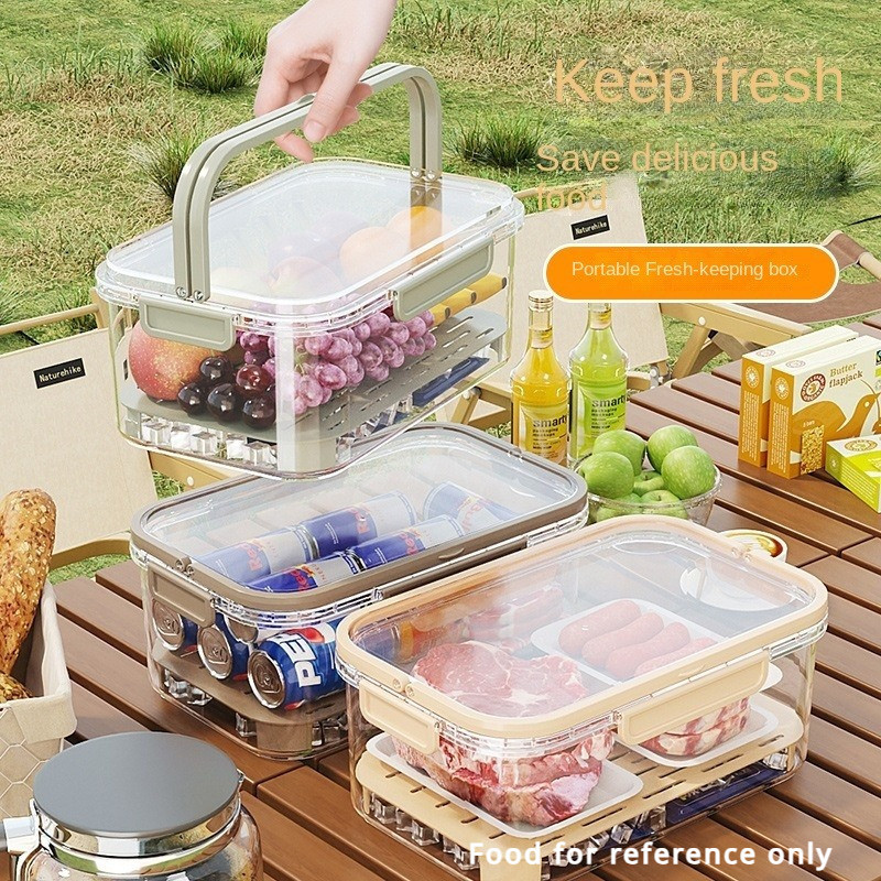 手提保鮮盒 雜糧蔬菜冰箱保鮮盒 便當盒 戶外野餐藍零食水果收納盒