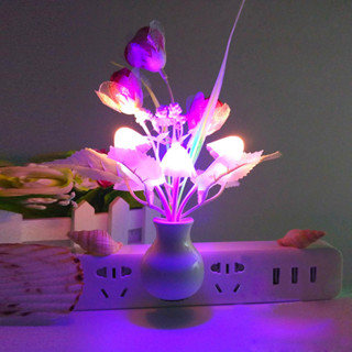 7 色歐式/美式插頭感應蘑菇小夜燈發光壁燈 220v LED 蘑菇燈家用 LED 小夜燈