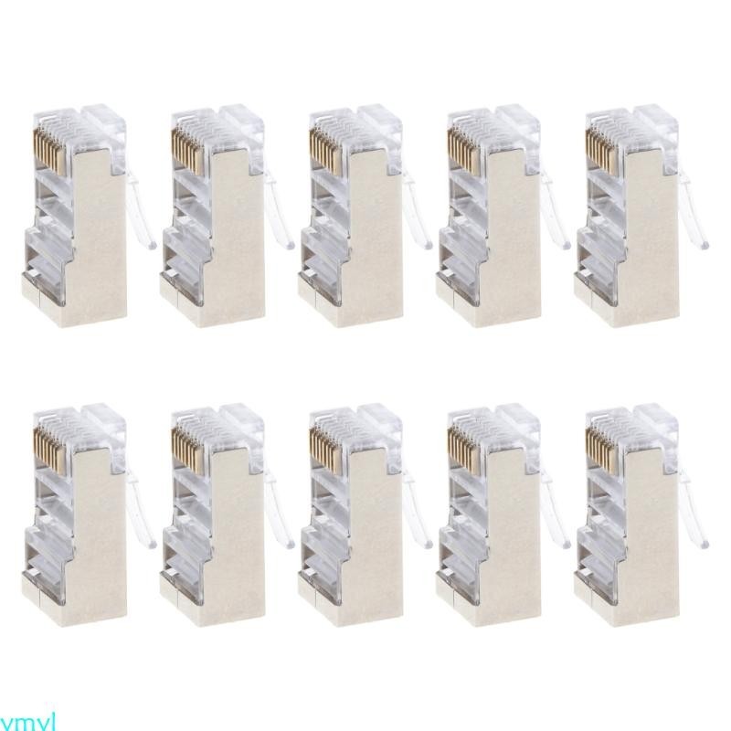 Ymyl 10Pcs Cat6 8-Pin RJ45 8P8C 屏蔽多股壓接模塊化插頭連接器插座