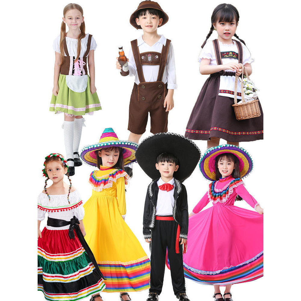 【cos服飾】 歐洲中世紀德國墨西哥英國西班牙蘇格蘭中東民族古早兒童表演服裝