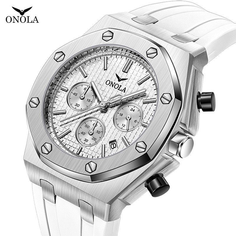 爆款時尚ONOLA男士手錶  多功能石英矽膠帶防水錶男 ON6807