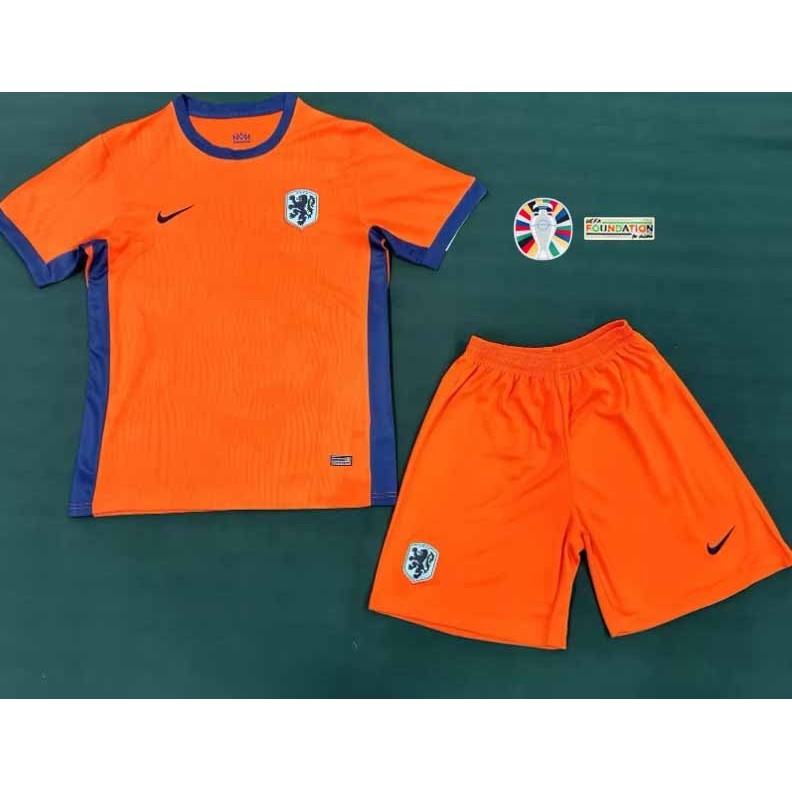 成人套裝 2024 年荷蘭主場 VIGRL 歐洲錦標賽足球球衣足球衫男