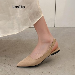 Lovito 女款優雅平扣尖頭鞋平底涼鞋 LFA22386