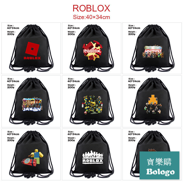 虛擬世界ROBLOX動漫雙肩背包 抽繩後背包 帆布束口袋 收納袋書包 旅行包 防水游泳包