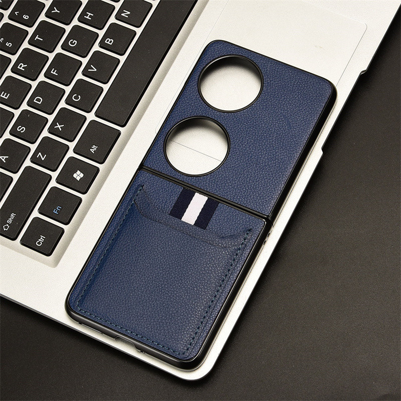 適用於華為 Pocket 2 Pocket2 手機殼的新款手機殼帶卡夾荔枝紋保護套