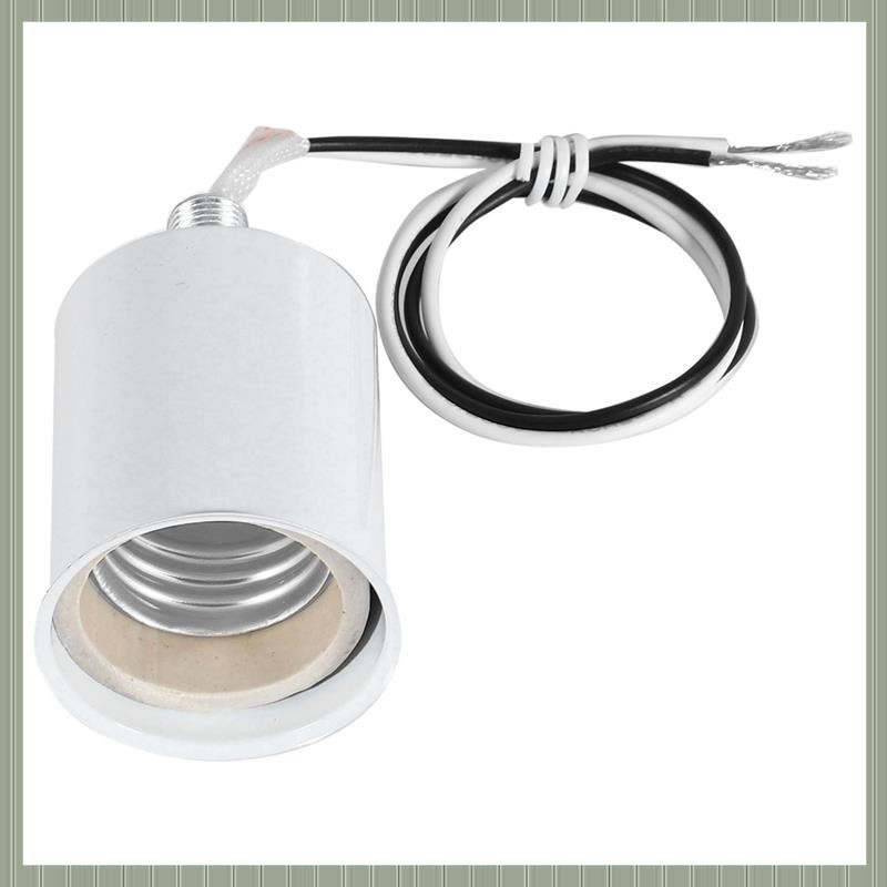 (W D Y Q)E27陶瓷螺絲底座圓形LED燈泡燈座燈座適配器金屬燈座帶線