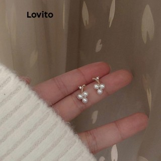 Lovito 女士休閒水果蔬菜水果金屬葡萄耳環 LFA24098