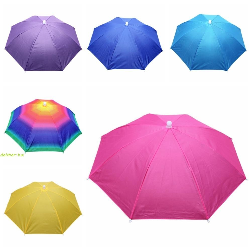 DELMER雨傘帽子,可折疊防水沙灘傘帽子,頭帽紫外線防護便攜式方便釣魚頭飾帽孩子