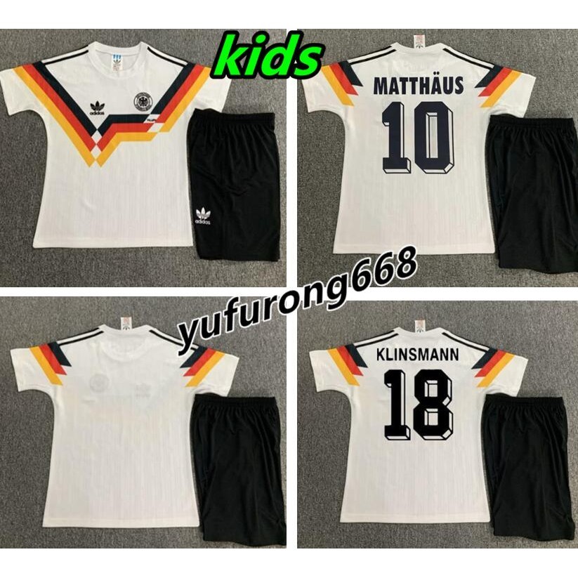 1990 德國主場客場復古兒童套裝復古足球球衣兒童足球衫 Matthaus Klinsmann