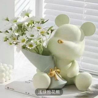 🔶臺灣發貨🔶創意女孩捧花熊擺件家居客廳擺件電視酒櫃裝飾辦公室桌面桌電視櫃