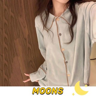 Moons⭐韓系簡約珊瑚絨睡衣女 秋冬加絨睡衣 加厚睡衣 保暖睡衣 法蘭絨睡衣 女生睡衣兩件式睡衣 珊瑚絨睡衣韓國家居服