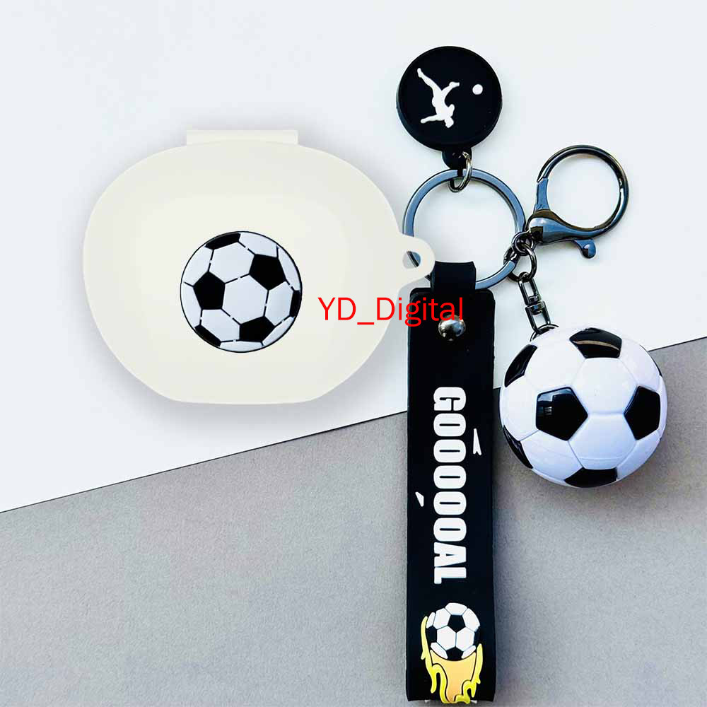 適用於EDIFIER TWS NB2 Pro耳機殼Neobuds Pro 2足球隊標矽膠保護套 足球小熊鑰匙扣吊飾