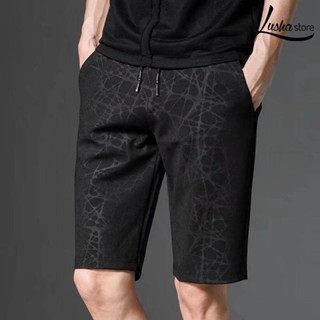 Lush【熱賣】夏季男士短褲寬鬆暗紋黑迷彩五分褲沙灘褲