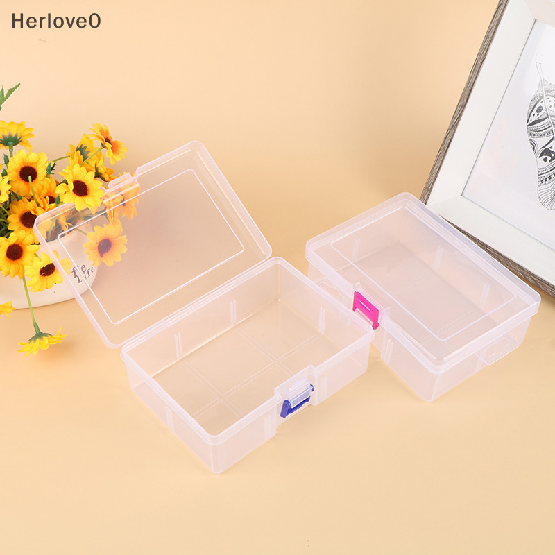 Herlove透明元件螺絲收納盒首飾展示實用工具箱塑料容器盒工具箱螺絲縫紉盒電子元件五金工具箱tw